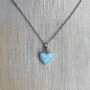Genuine Dominican Larimar Heart 925 Sterling Silver Necklace💙